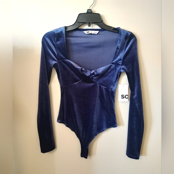 SO bodysuit blue velvet juniors XS NWT - Picture 2 of 6